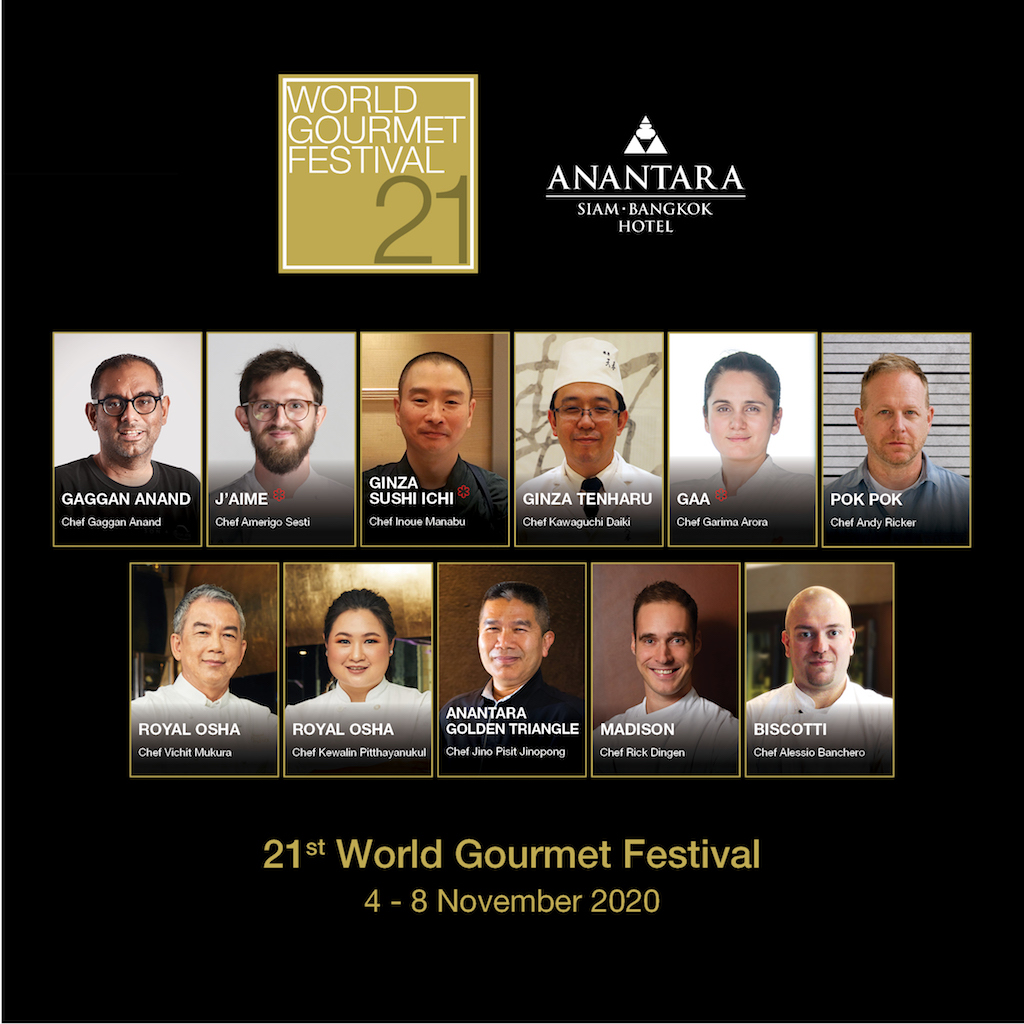 World Gourmet Festival: 4th – 8th November 2020 at Anantara Siam Bangkok Hotel